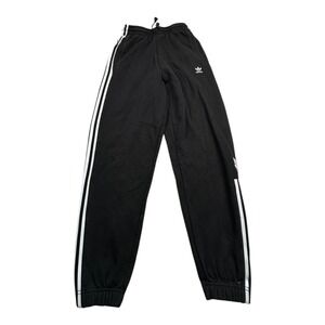 Adidas Black Joggers Sweatpants Mens Womens Unisex 3 Stripes Logo Size 4 XS